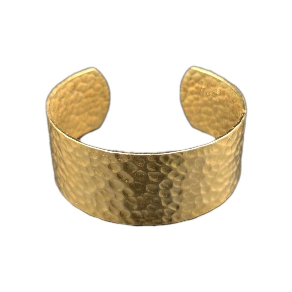 Hammered Thick Gold Tone Solid Copper Cuff Statement Bracelet